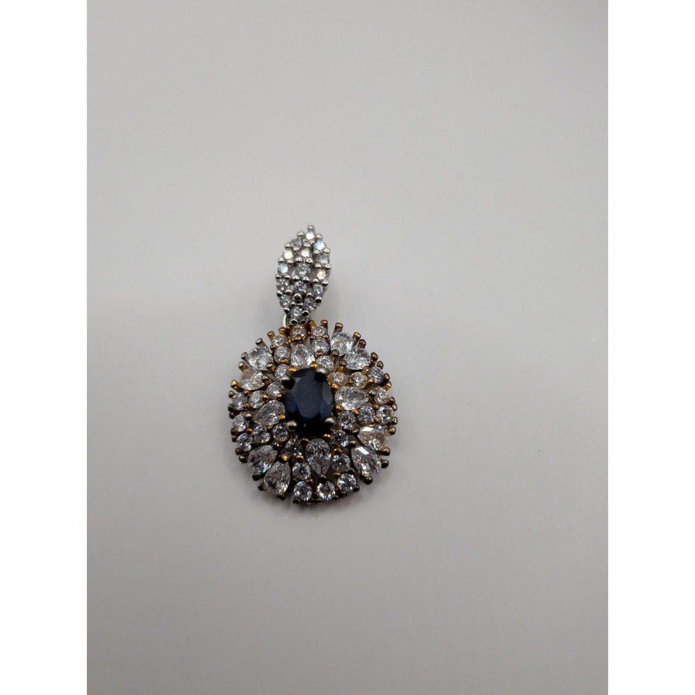 Natural Sapphire Sterling Silver Pendant - Picture 3 of 3